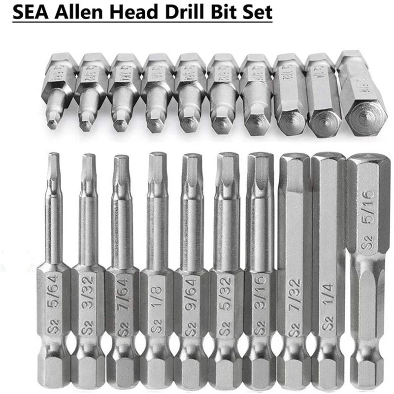 GTBL 40Pcs Hex Head Wrench Drill Bit Set Shank Quick Release Magnetic Screwdriver Bits Set (Metric +SAE)