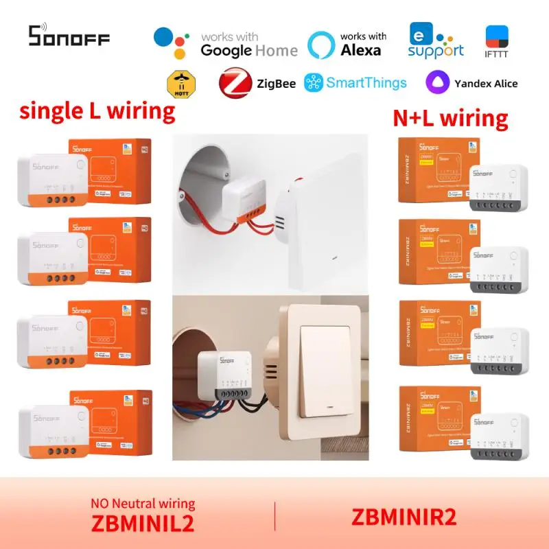 NEW SONOFF ZBMINIR2/ZBMINIL2 Smart Zigbee Switch Two-Way Control With/without Neutral Alexa Home Assistant Alice Smartthings Hub