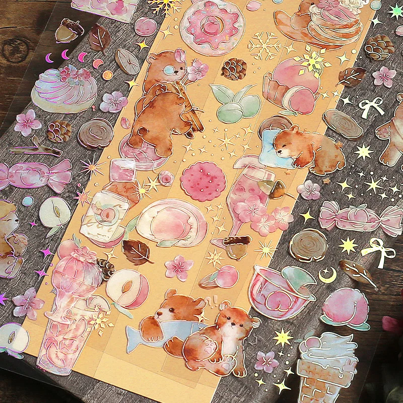 Assorted Kawaii Animal Stationery Stickers Shiba Inu Rabbit Cat Bear PET Labels Aesthetic Decor Laptop Scrapbooking Sketchbook