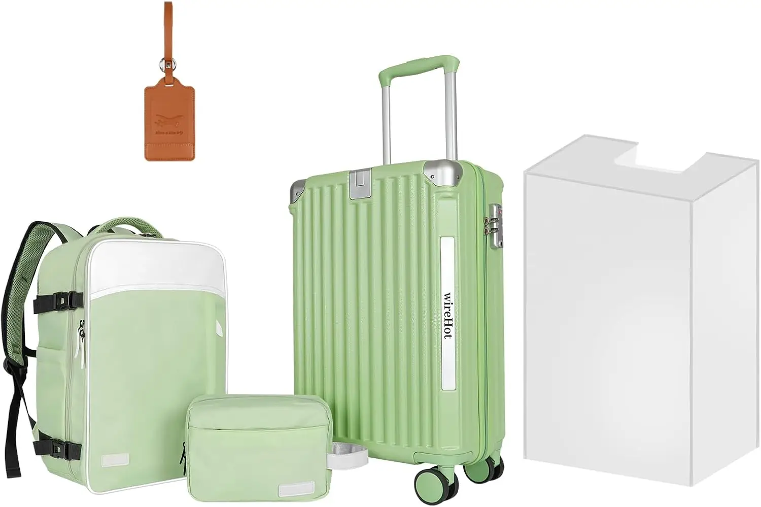 

Набор чемоданов в винтажном стиле с рюкзаком, жесткий чемодан из ABS+PC 20 дюймов, защитный чехол и бирка, цвет авокадо-зеленый