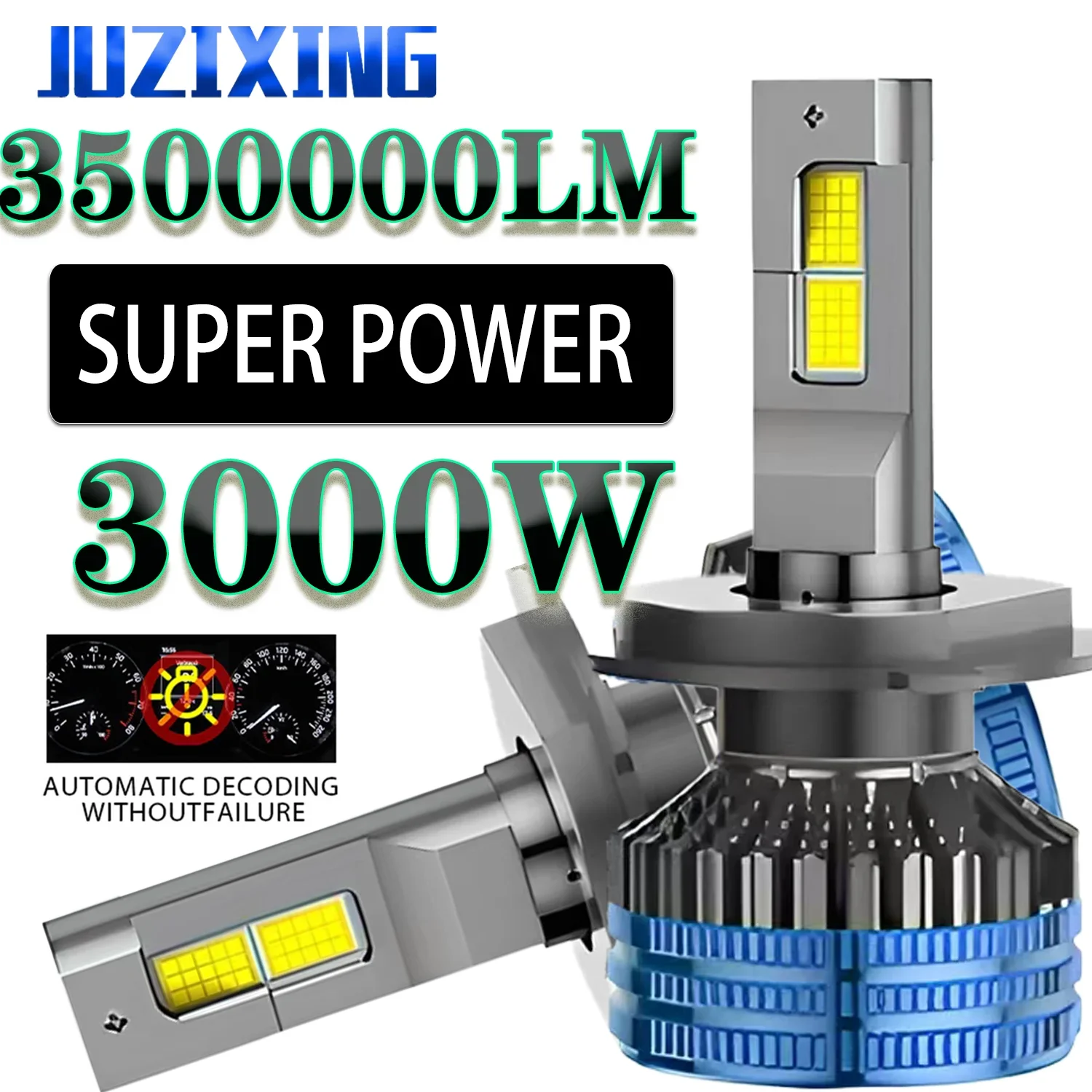 JUZIXINGLED Led Headlight Bulb Lighthouse 3000W HeadLamp High Low Beam Canbus12v 24v Truck H7 H1 H9 9005 HB3 9006 HB4 Turbo Lamp