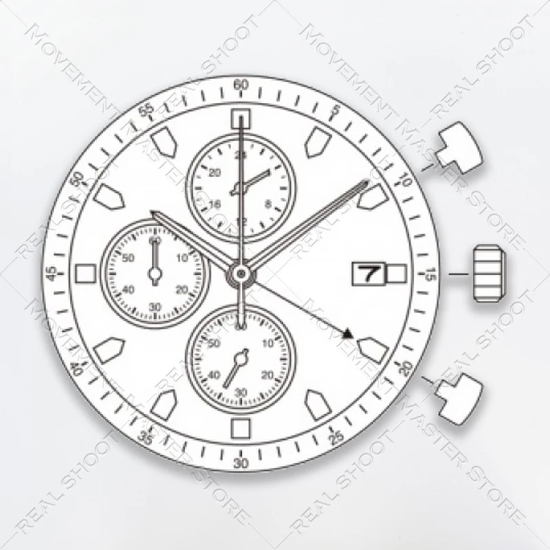 Movimento dell'orologio al quarzo cronografo FS16 per Miyota 3 lancette doppia data 24 ore SR626SW 23,7 mm 5,10 mm