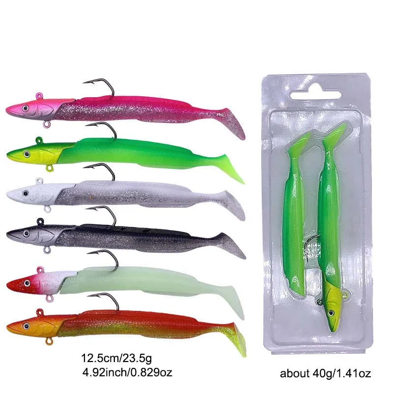 Hot-Sale Soft Lure Kit at 2+1 Jig Head and Soft Body 12.5cm 23.5g shad Blister Package Set Bait Saltwater Fishing Baits Shad