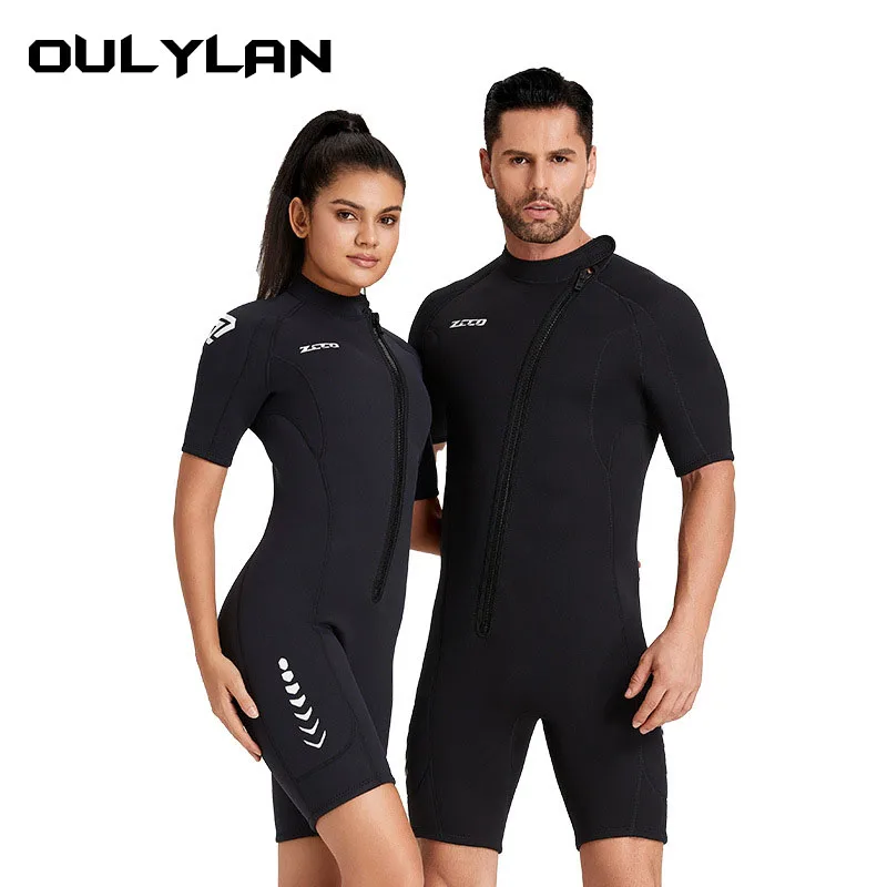 New 3MM Neoprene Wetsuit Men Keep Warm Swimsuit Scuba Free Diving Suit Short Sleeve Surfing Snorkeling Suits Women Swimwear