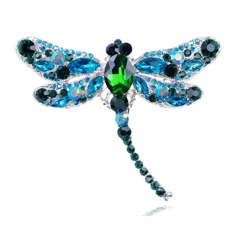 Vintage Crystal Dragonfly Brooches Pin for Women Large Insect Brooch Fashion Dress Coat Collar Pin Jewelry