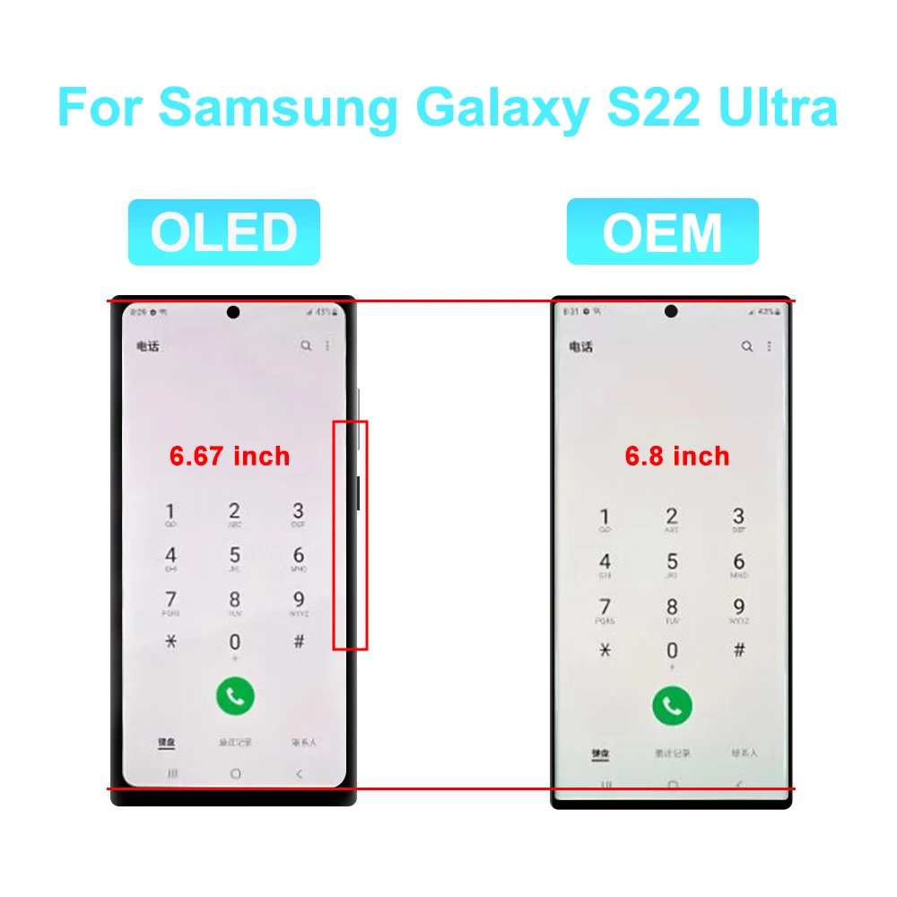 Display OLED Per Samsung Galaxy S22 Ultra SM-S908B/U – 6.8 Pollici Con Cornice E Lettore Impronte