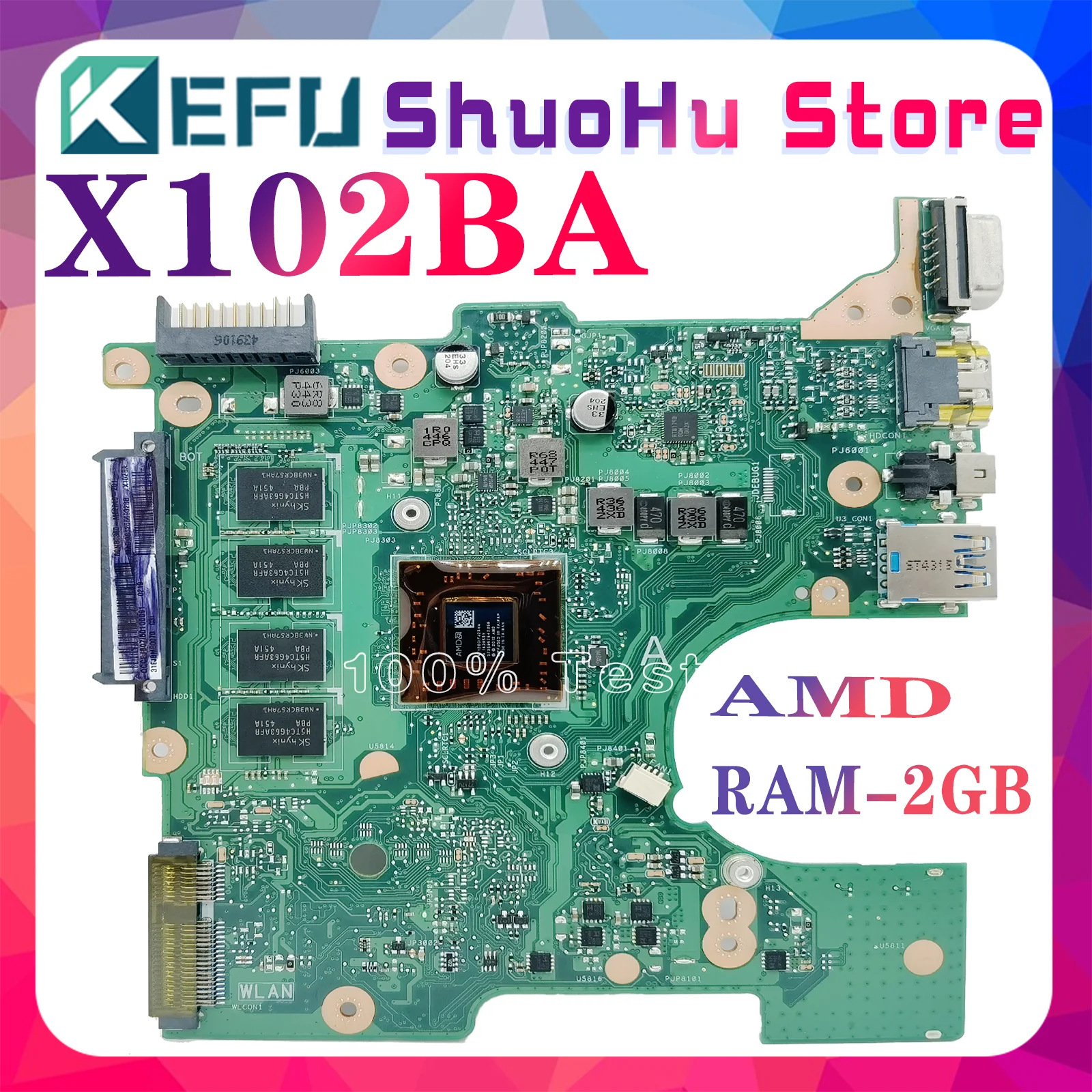 

KEFU X102BA Motherboard For ASUS F102B F102BA X102B Laptop Mainboard With A4-1200 2GB/4GB-RAM Maintherboard 100% Tested Working