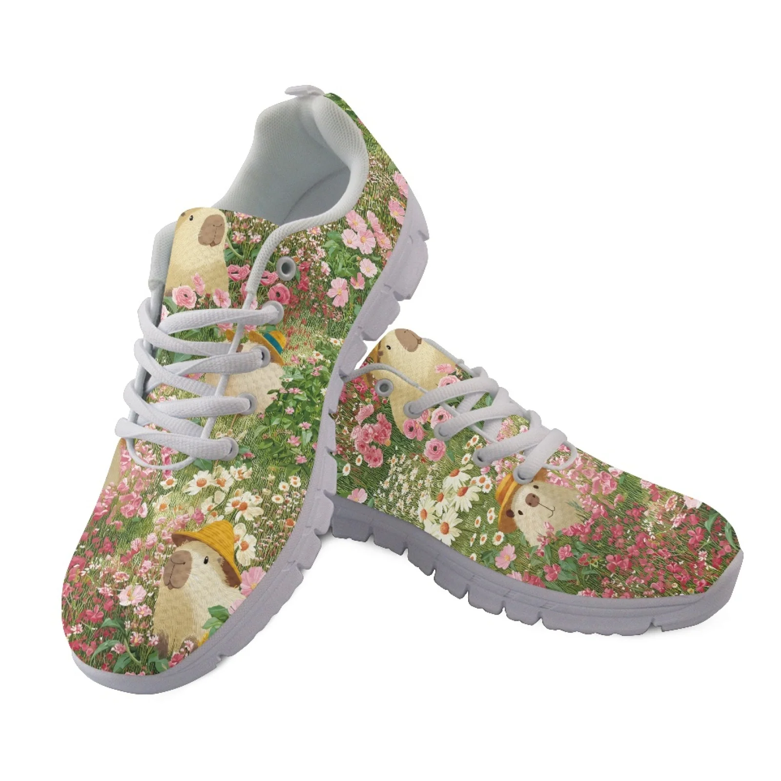 Coloranimal Casual Breathable Sports Shoes for Men Walking Shoes for Women for Work Guinea Pig Floral