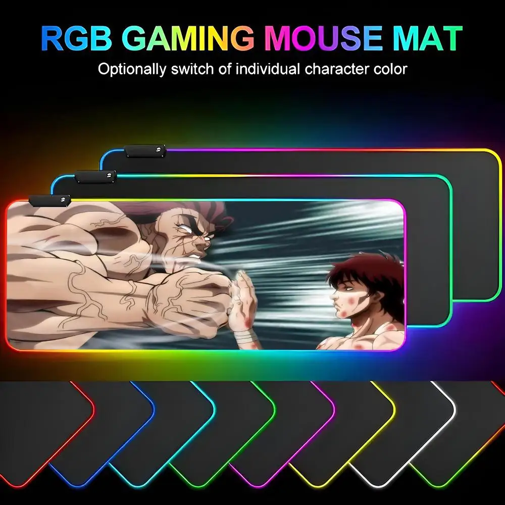 

G-Grappler B-Baki anime Mouse Pad Gamer RGB Deskmat Keyboard Mat Gaming Laptops LED Mousepad Desk Protector Anime Mause Mats
