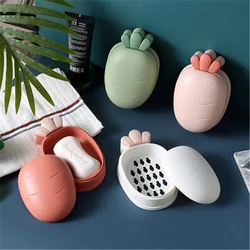 Soap Box Bathroom Accessories Dish Plate Cute Portable Carrot Fruits Soap Rack Home Shower Travel Hiking Holder Container