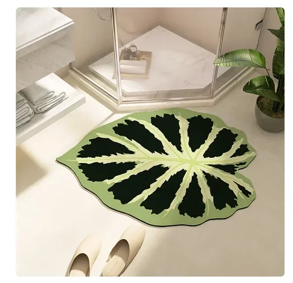 

Bathroom Mat U Shape Leaf Absorbent Bath Foot Mats Carpet Anti-Slip Rubber Room Rugs Toilet Floor Shower Pad Entrance Door Mat