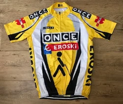 ONCE EROSKI TEAM YELLOW Retro Classic Cycling Jerseys Racing Bicycle Summer Short Sleeve Ropa Ciclismo Clothing Maillot