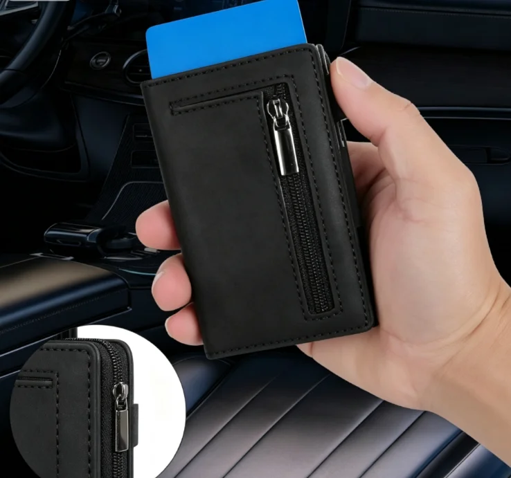 Multi-card Slot Men Wallet Business Card Holder Fashion Folding Large-capacity Coin Purse PU Leather Black Short Purse Card Case