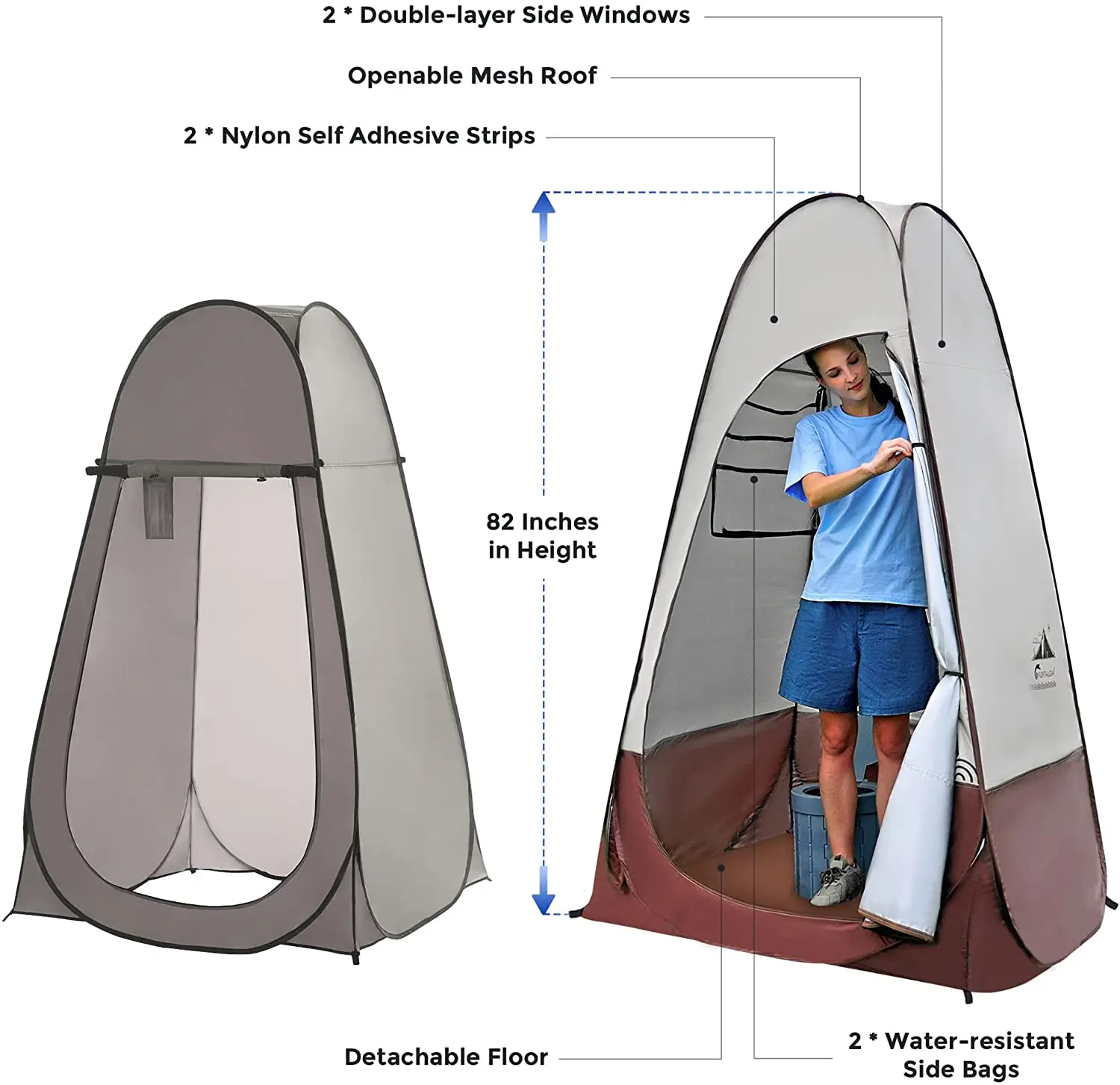 FLEXTAILGEAR Pop Up Toilet Tents for Camping Portable Shower Tent Outdoor Privacy Dressing Room for Fishing、CaravanAnd Changing