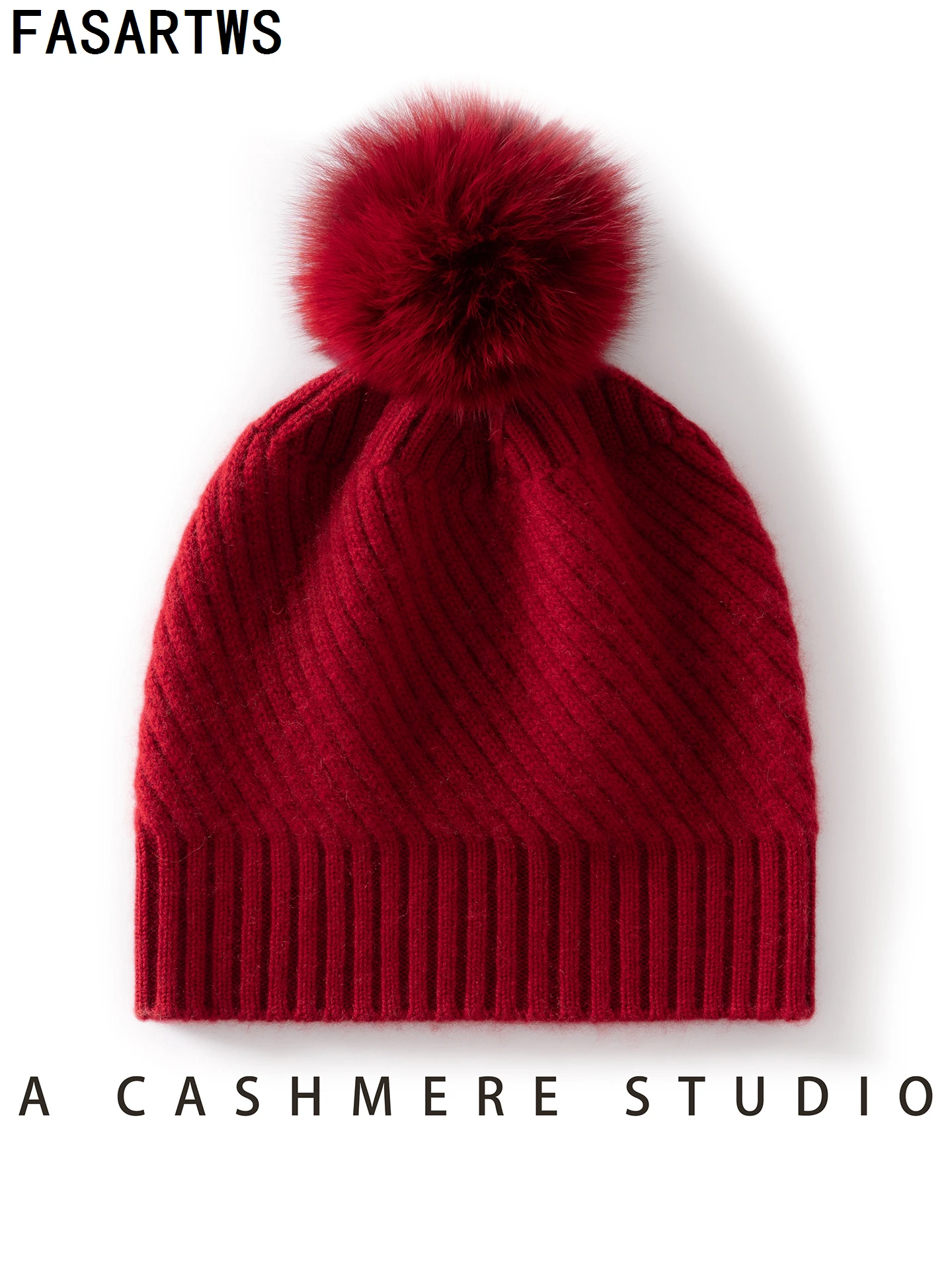 FASARTWS عالية الجودة 100% الكشمير قبعة قبعة الشتاء الجديدة القبعات النساء لينة الدافئة قبعات منسوجة بلون قبعات الخريف الشتاء عادية