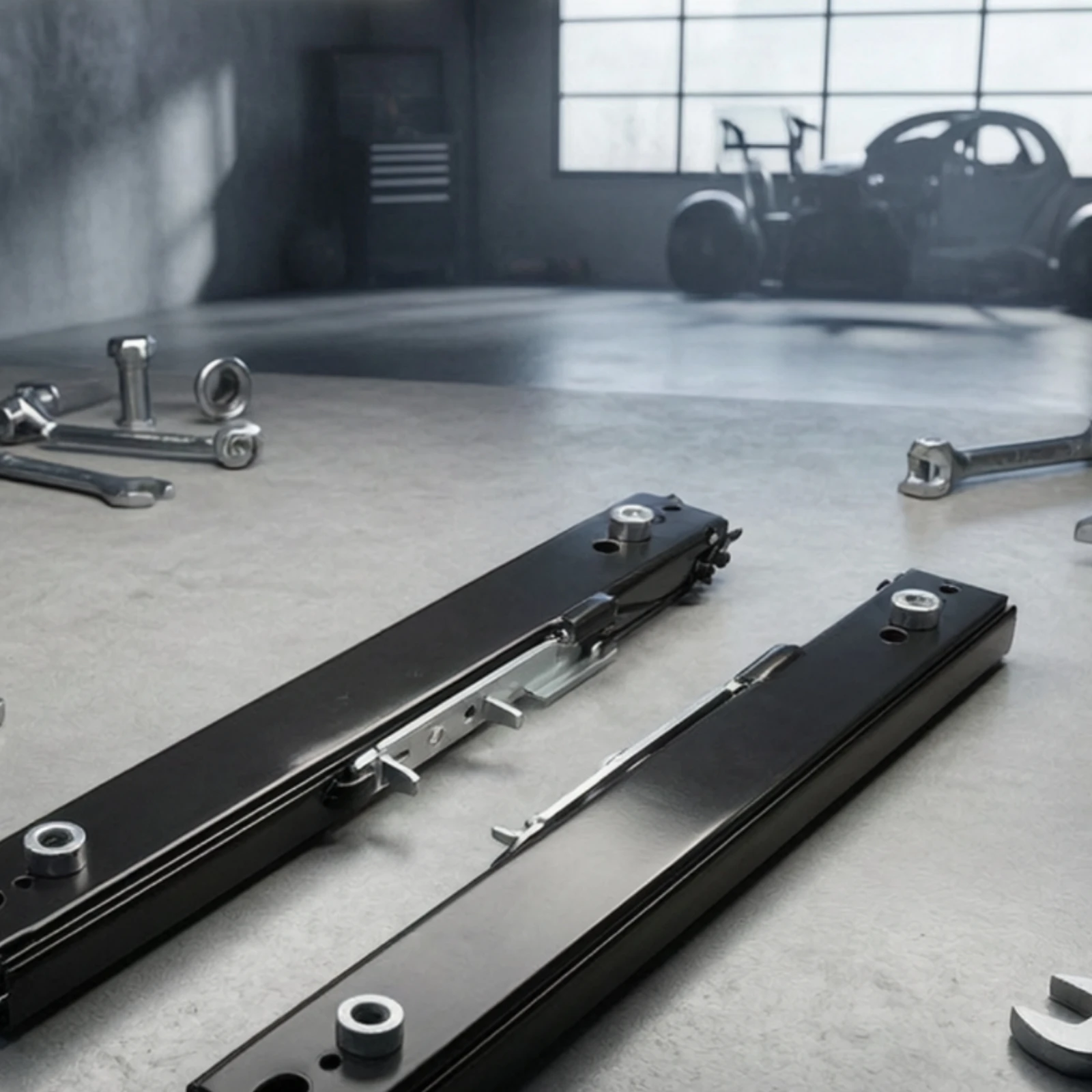Two-railRail Seat Slider with Manual Release Bar Adjustable Racing Seat Slider Base for Custom Cockpit Builds, Garages