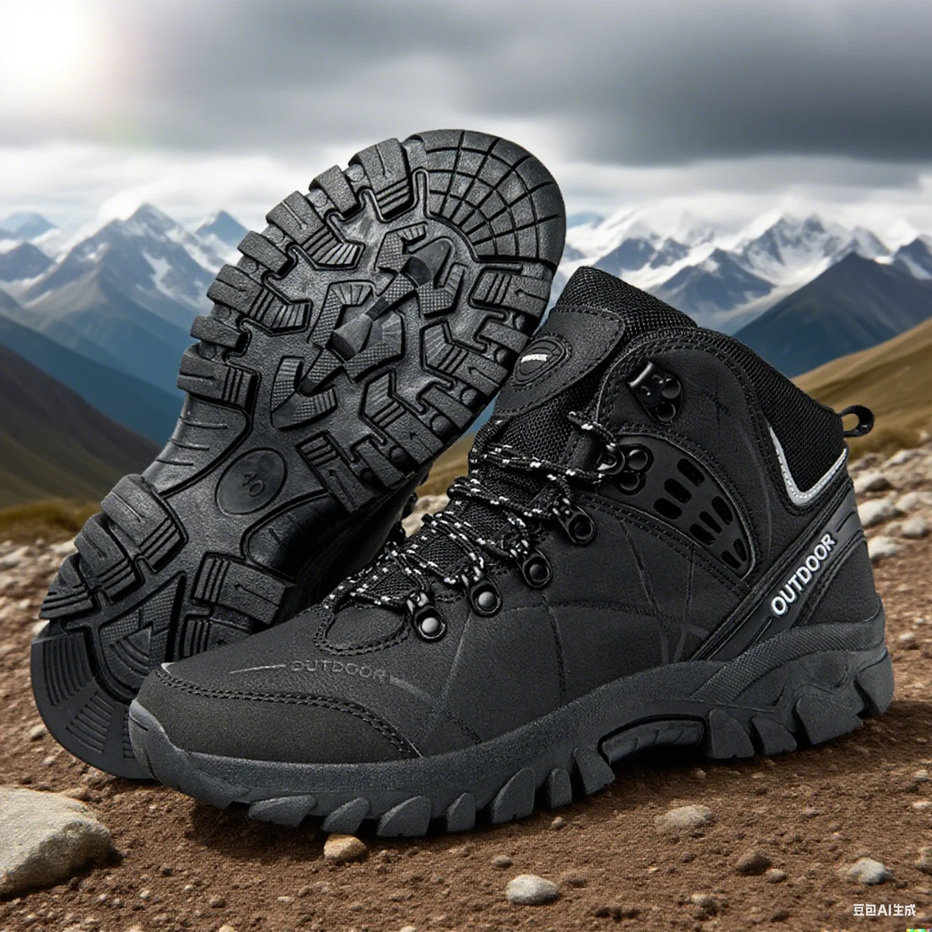 

2025 autumn and winter men's warm plush thickened high-top cotton shoes waterproof non-slip wear-resistant mountaineering shoes