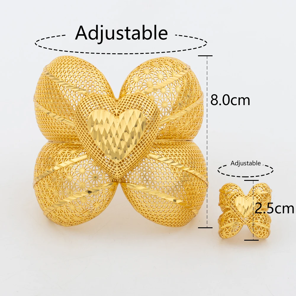YM Dubai-Manschettenarmreif mit Ring für Frauen, 18 Karat vergoldetes Kupfer, Armband, Schmuck, nigerianische Hochzeit, Party, Geschenk, Schmuckzubehör 7