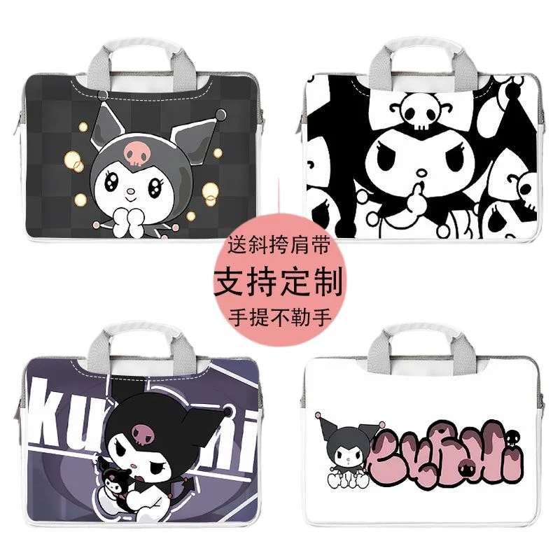 

Sanrio Anime Kuromi PU Laptop Bag 13 14 15 16 17 Inch Storage Anti Fall Luggage Crossbody Bag Cute Cartoon 15.6 Student Gift