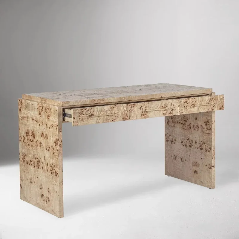 

Medieval retro solid wood desk with wabi-sabi wood veneer, suitable for home office creative simple writing desk