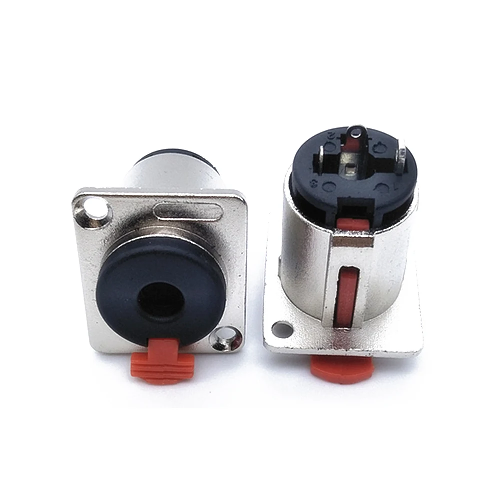 4PCS 6.35mm 3 Pole Jack 1/4 inch Nickel Plated Stereo Female Socket 2-hole Panel Mount Audio Microphone Cable Terminal Plug
