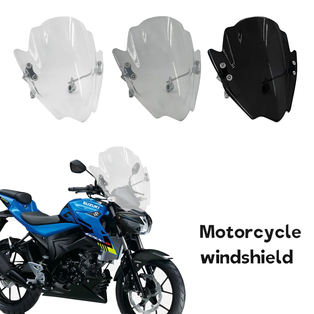 

Для Suzuki GSX S125 GSX-S125: Новый универсальный регулируемый ветровой дефлектор-козырек, комплект для руля с диаметром трубки 22,25,28 мм.