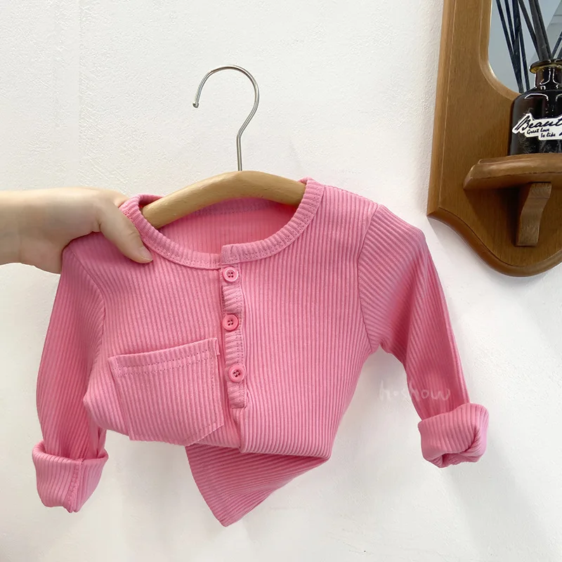 Children's Elastic Thread Cotton Knitted Sweater Versatile Base Coat Knitted Top