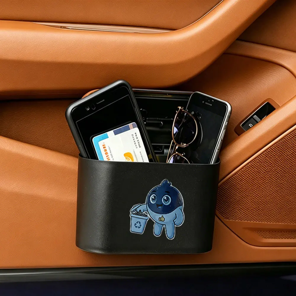 Car trash can with lid, leak-proof, portable hanging trash can for vehicle organization view 2