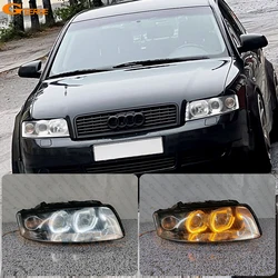 For Audi A4 S4 8E B6 2001 2002 2003 2004 Ultra Bright Switchback Day Light Turn Signal DTM M4 Style LED Angel Eyes Halo Rings