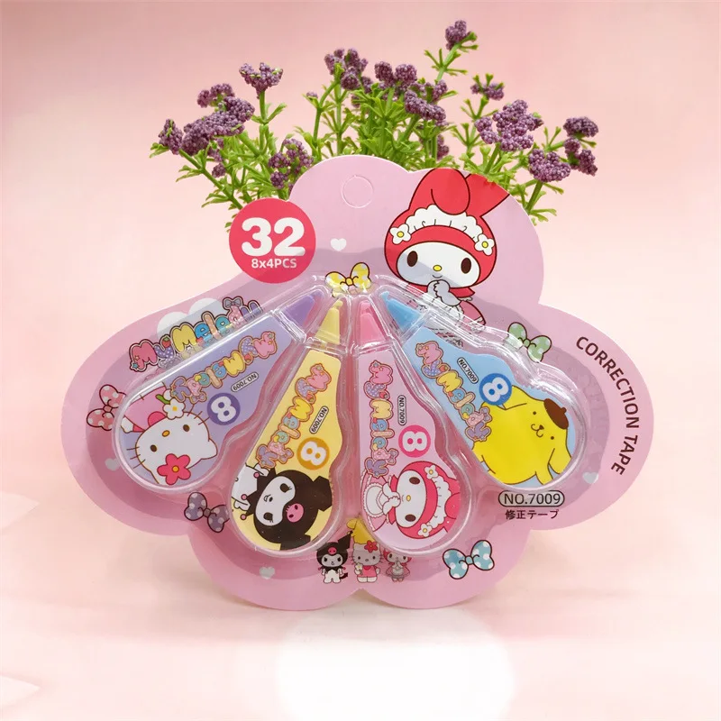 4 sztuk/zestaw artykuły papiernicze Kuromi Hello Kitty przybory szkolne Hello Kitty akcesoria biurko Kawaii rzeczy zestaw papeterii uczniów