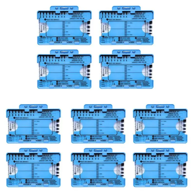 ABGH-10PCS ECG 7 Step Ruler, ECG 7 Step Ruler For ECG/EKG Interpretation, ECG Ruler, Portable ECG Assessment Tool EKG Card