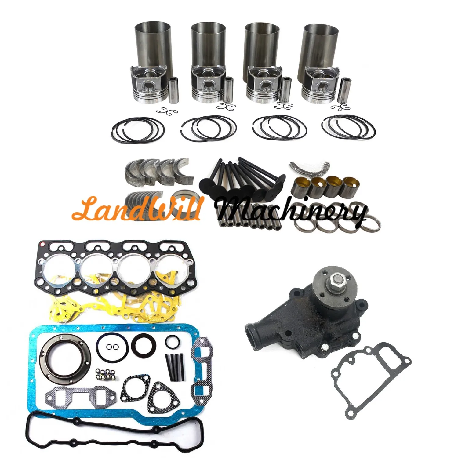 Overhaul Rebuild Kit + Water Pump Fits For Mitsubishi 4DR5 Engine