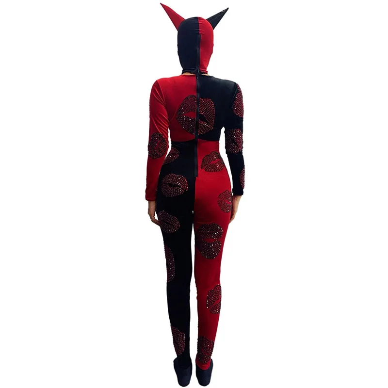Gogo Show Dance Outfit Black Red Bodysuit Women Stage Costumes Carnival Festival Party Rave Clothing Nightclub Dancewear VDL4150