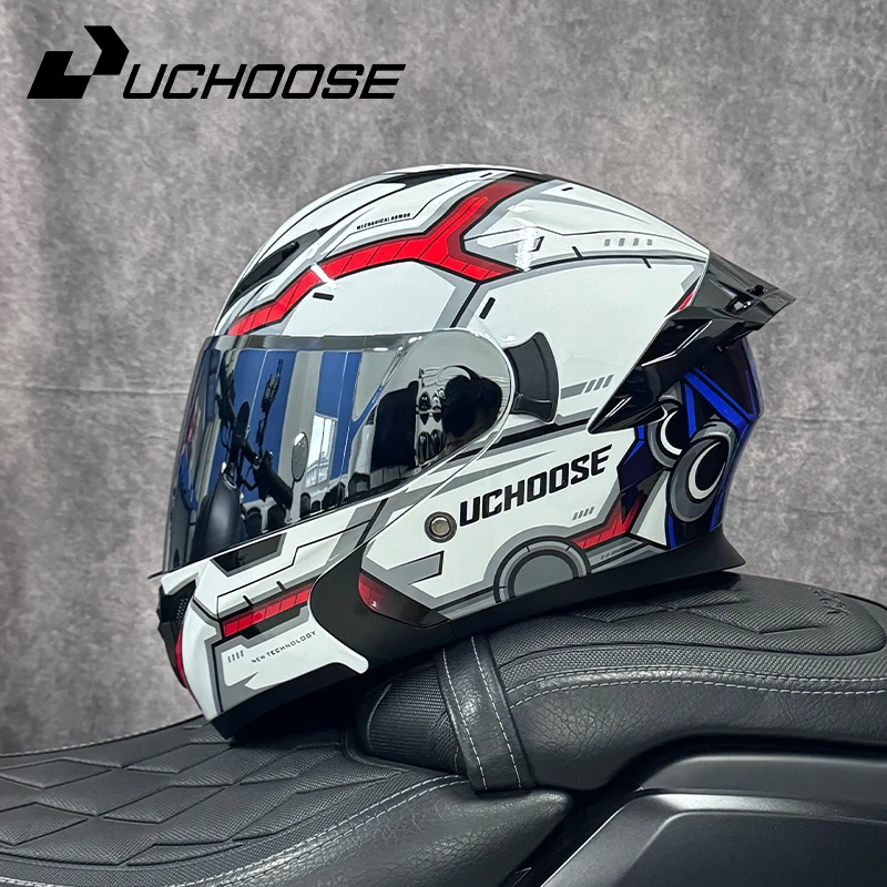 DOT Uchoose Zatwierdzone kaski Crash Motocykl Ochronny sprzęt Mężczyźni Kobiety Kask z klapką Daszek motocyklowy Podwójne słońce