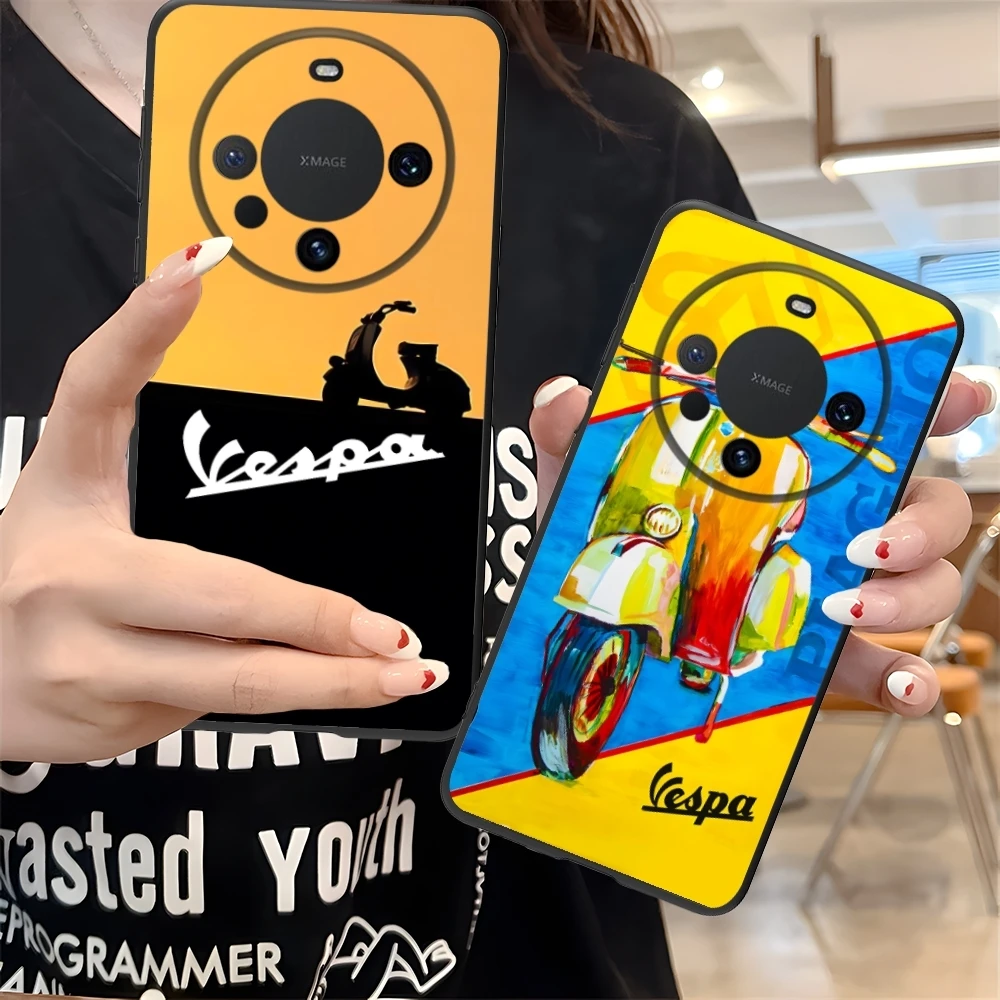 Painting V-Vespa Mobile Cell Phone Case for Huawei Mate 60 50 40 30 20 10 Pro Plus Lite E 5G Black Soft Phone Cover Shell