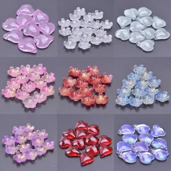 20pcs Glass Heart-Shaped Petal Flower Beads DIY Earrings Bracelet Headwear Accessories Lampwork Petal Pendant Beads Wholesale