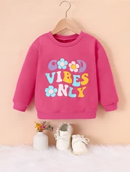 Autumn And Winter Colored Letter Printed Pullover Hoodie For Small And Medium-Sized Girls