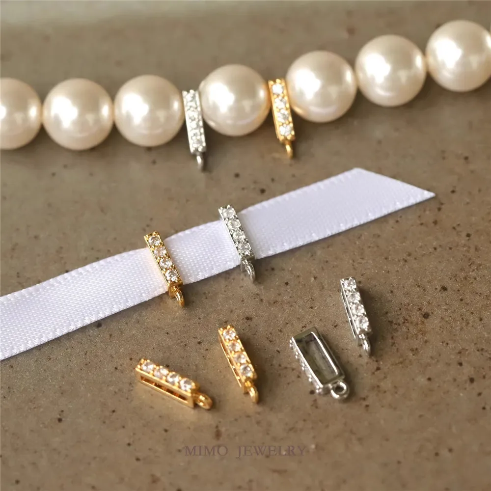 

1PCS 9.2x3.6mm DIY Handmade Accessory with A Rectangular Zircon Neck Strap Pendant Buckle Plated with Real Gold
