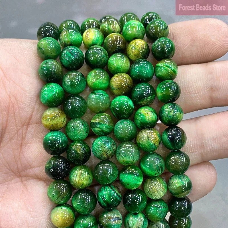 Green Multicolor Tiger Eye Agates Natural Stone Round Beads for Jewelry Making Diy Bracelet Earrings Accessories 15Inch 6/810MM