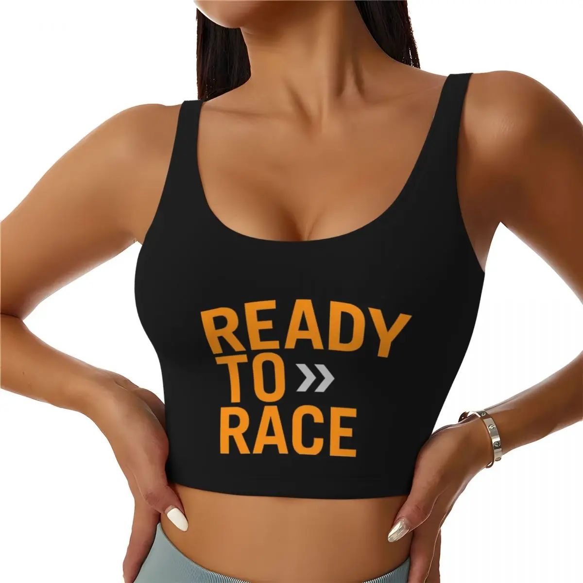 Custom Ready To Race Workout Crop Tank Tops Women's Bike Running Sports Bras