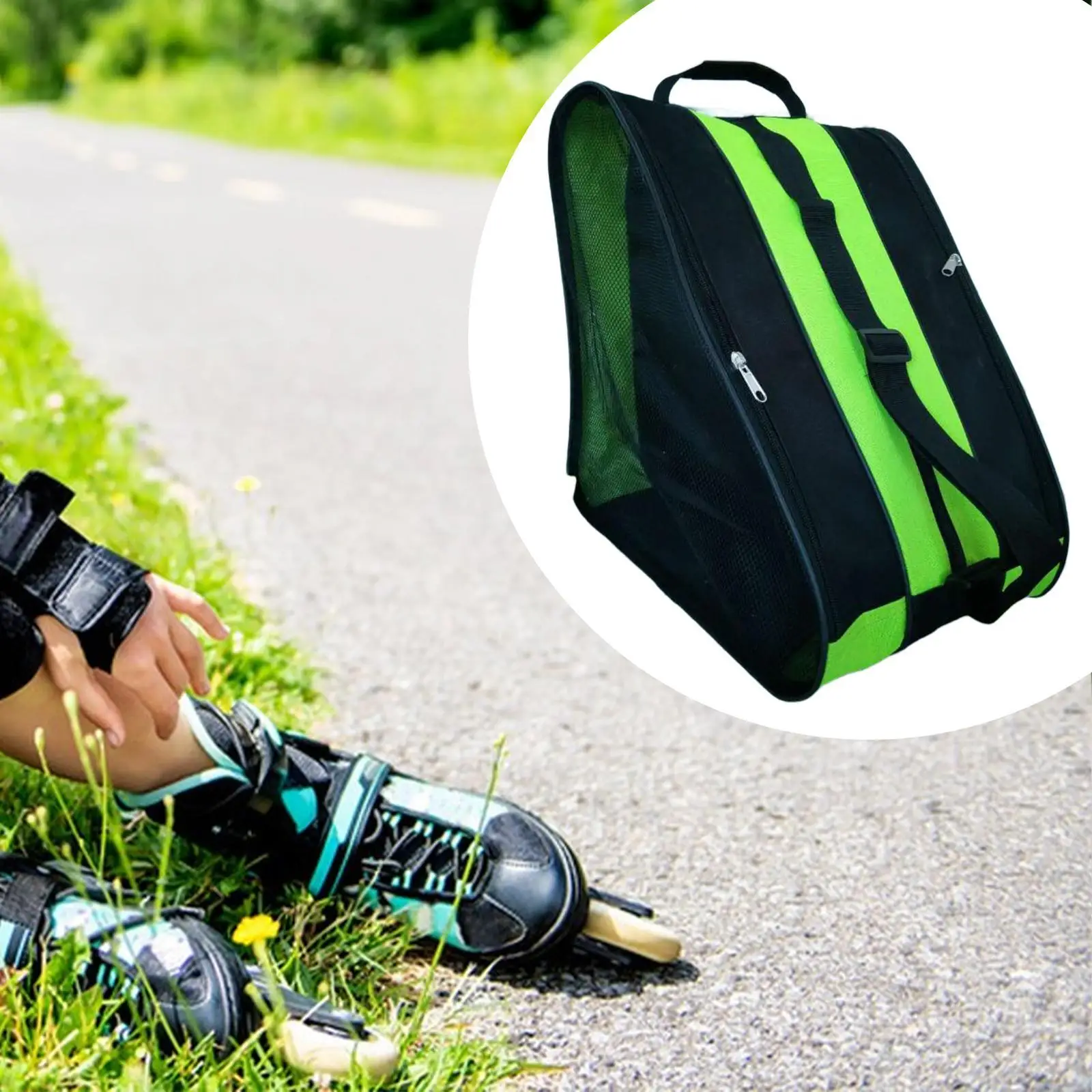 Roller Skate Bag Skating Shoes Storage Bag with Adjustable Shoulder Strap Handbag Ice Skate Bag for Accessories