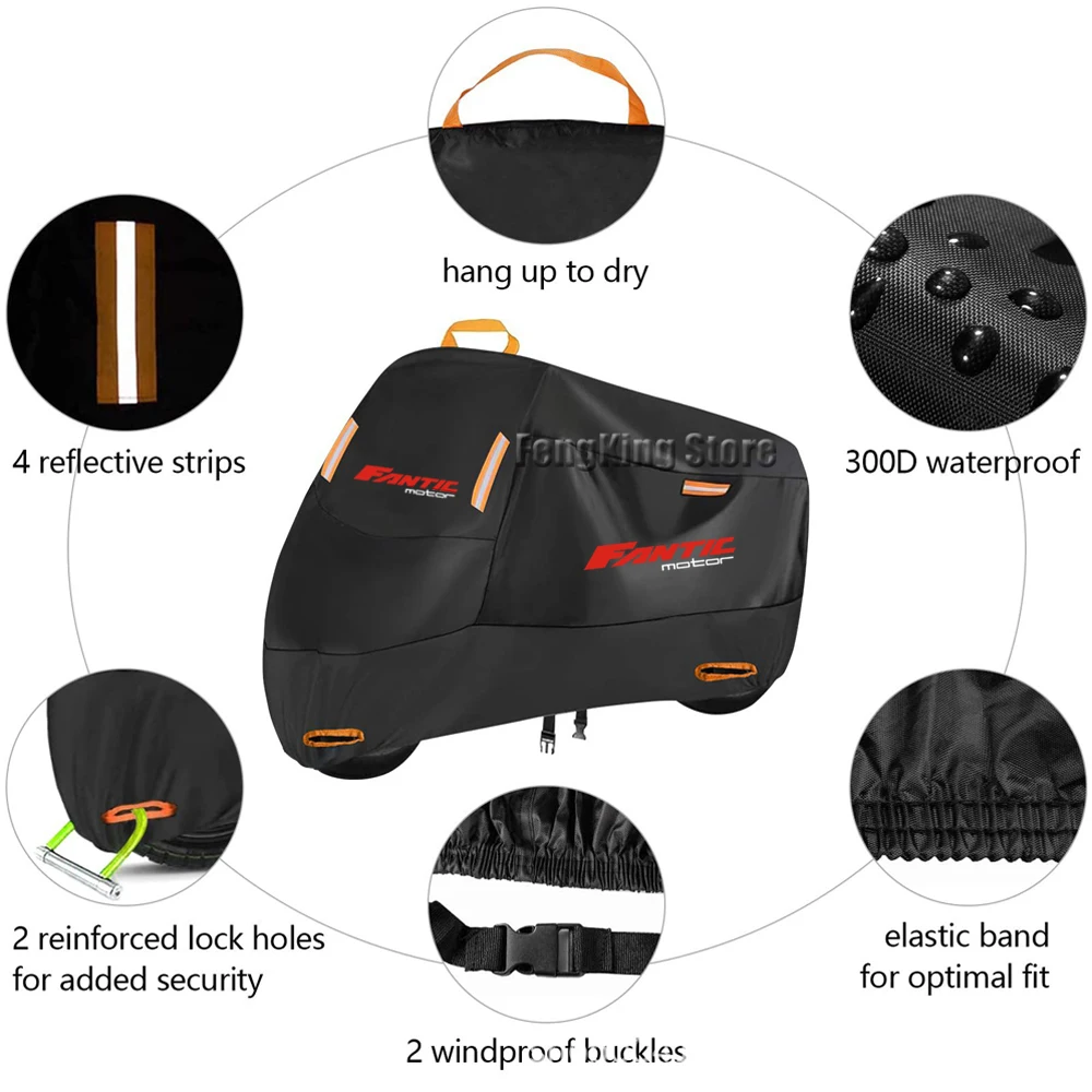 For Fantic Motor Motorcycle Cover Waterproof Outdoor Scooter UV Protector Rain Cover