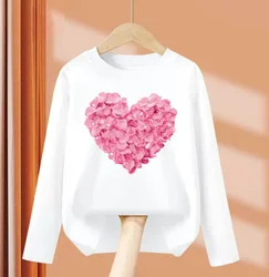 Children Long Sleeve Tops Funny Heart Shaped Design T-shirt Girls Spring Party Dresses Kid Lovely Tees