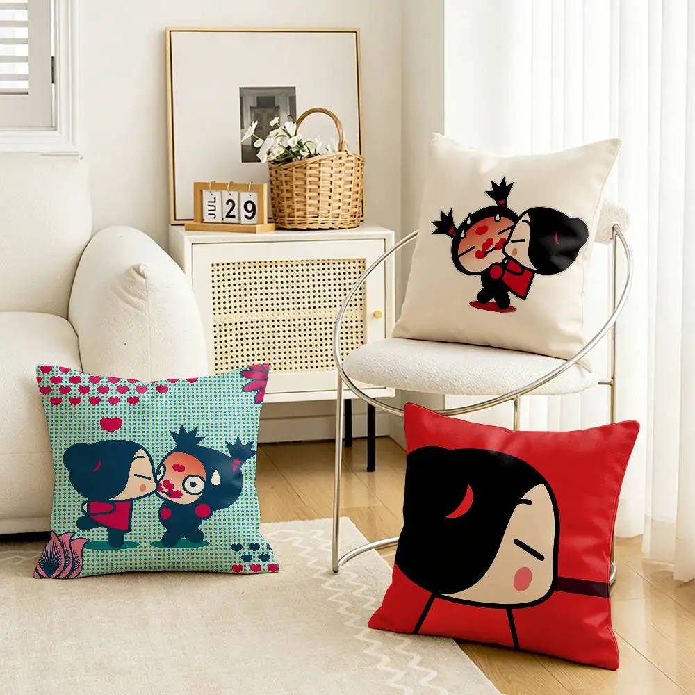 Love P-Pucca and Garu Customizable Square Pillow case Double Sided Print Sofa Bedroom Decor Cushion Cover
