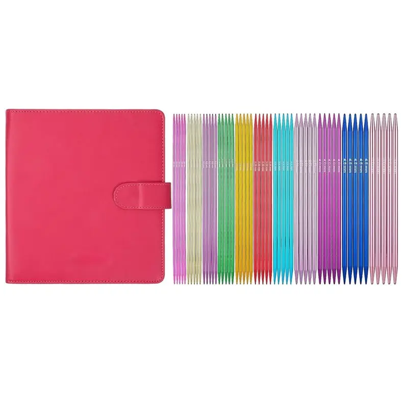 

2025 Hot Style Aluminum 6 Inch Knitting Needles Double Point Set- 55 Pcs, 11 Sizes, Multicolor Straight Knitted Design