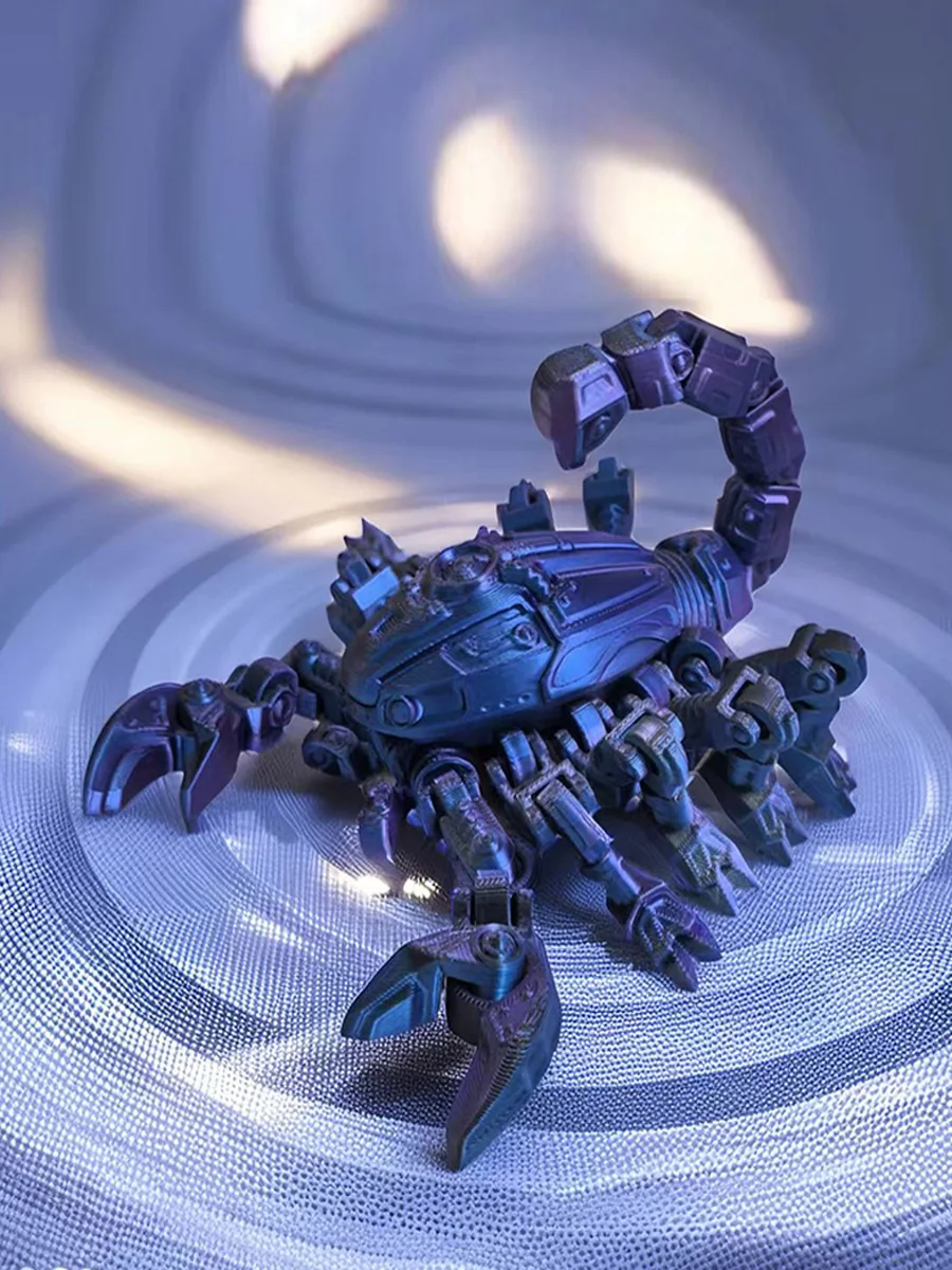 Figura de acción de escorpión mecánico impresa en 3D, modelo de escorpión cyberpunk totalmente articulado, adorno creativo para escritorio, juguete antiestrés para niños