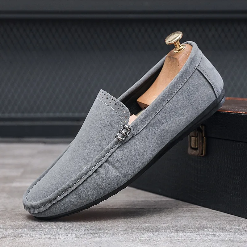 

Men Loafers Suede Casual Shoes Luxury Slip-on Breathable Single Shoes Soft Sole Comfortable Driving Shoe Flat Non-Slip Men Shoes