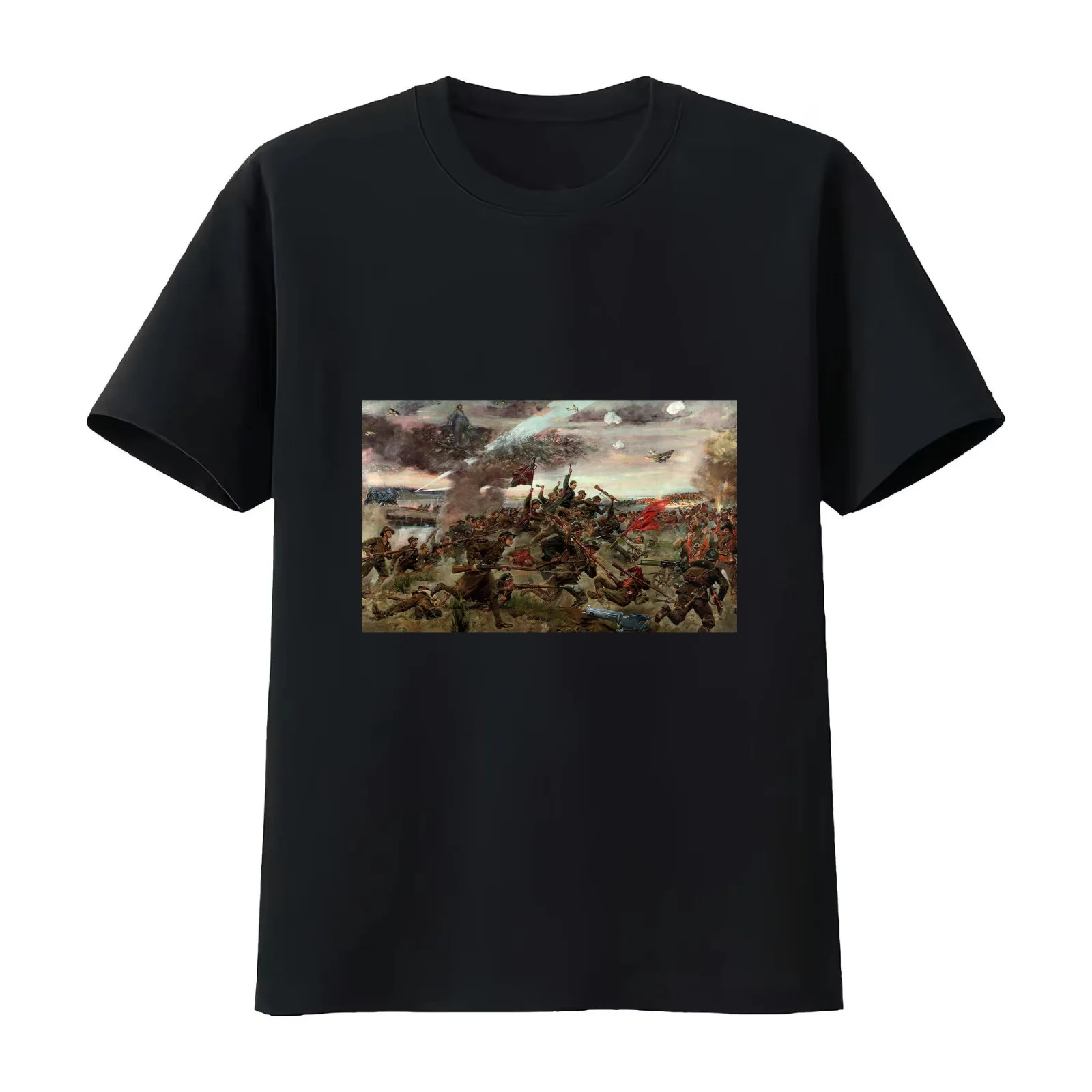 Miracle on the Vistula - Jerzy Kossak T-Shirt Summer Casual Cotton Tee Oversized Streetwear Tops Vintage Graphic Print