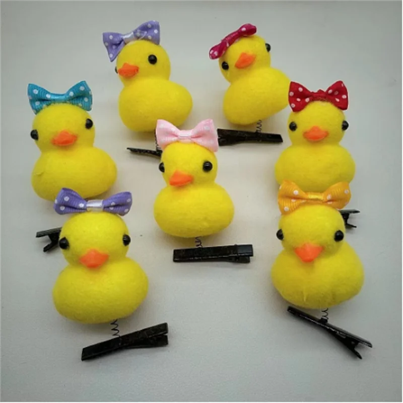 5Pcs/Lot Little Yellow Duck Hairpin For Children Rose Hat Duck Gift Funny Christmas Gift Cute Spring Festival Toys