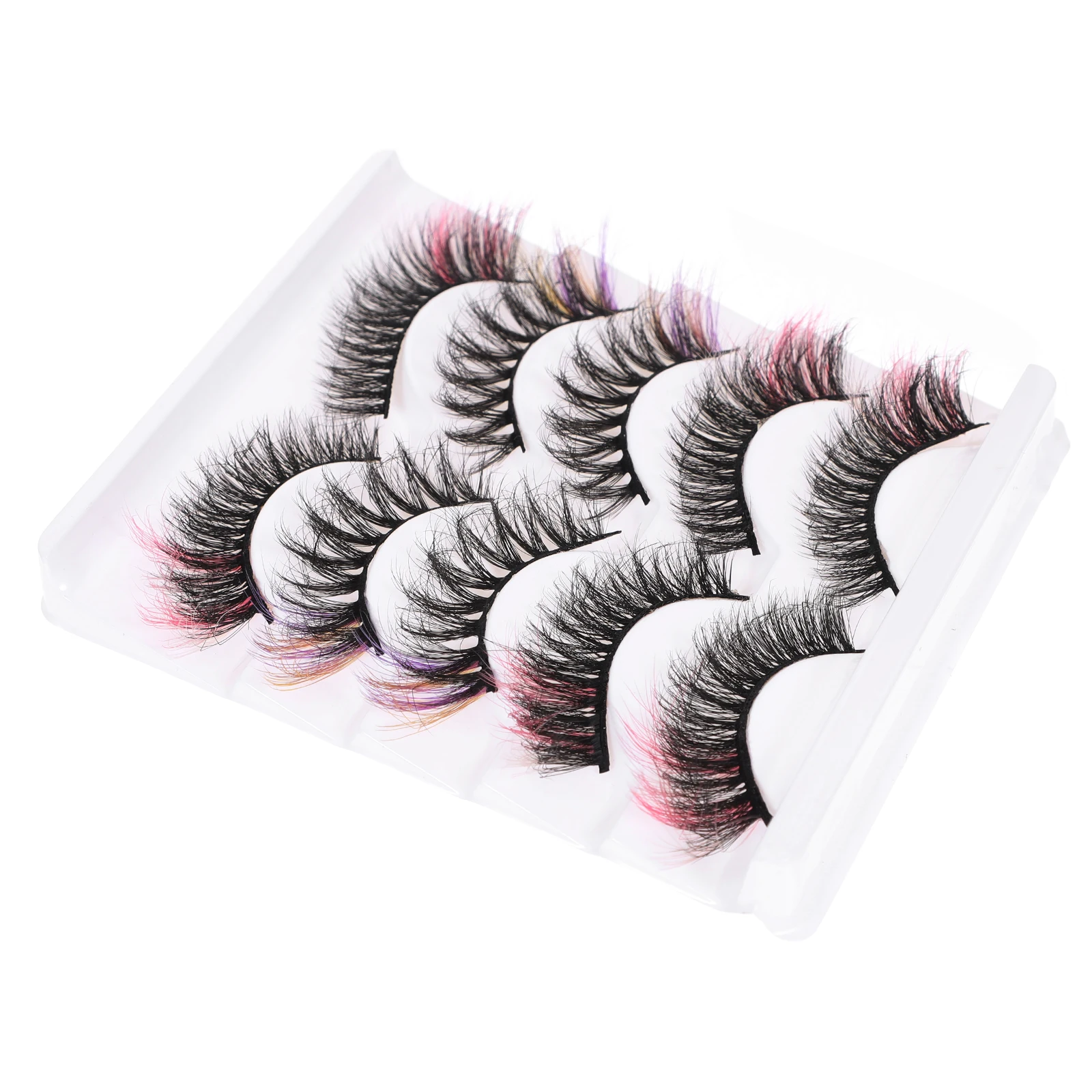 

5 Pairs Colored Eyelashes Fake Extensions Imitation Wispy Cosplay Lashes Halloween Christmas Valentines Stage Prom